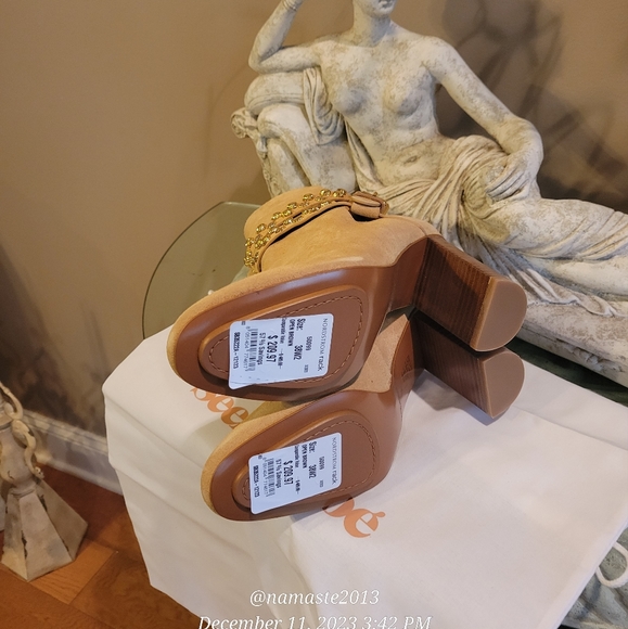 See by Chloe Lean Embellished Bootie Suede Leather Heeled Boot Size 8 #654 - Picture 13 of 14